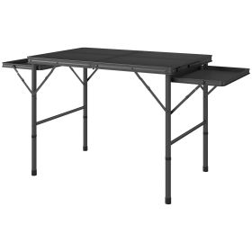 Folding Camping Table, 4.5ft Portable Table with 2 Wing Panels, Height Adjustable Metal Picnic Table Folding Camping Table, 4.5ft Portable Table with 2 Wing Panels, Height Adjustable Metal Picnic Table
