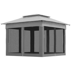 Outdoor Patio Pop Up Canopy Gazebo Shelter with Zipper Netting, Carry Bag, 10.7'x10.7'x8.9', Light Gray Outdoor Patio Pop Up Canopy Gazebo Shelter with Zipper Netting, Carry Bag, 10.7'x10.7'x8.9', Light Gray