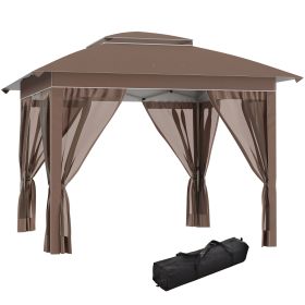 12' x 12' Pop Up Canopy Sun Shade Instant Tent Folding with Mesh Sidewall Netting, 3-Level Adjustable Height and Storage Bag, Khaki 12' x 12' Pop Up Canopy Sun Shade Instant Tent Folding with Mesh Sidewall Netting, 3-Level Adjustable Height and Storage Bag, Khaki