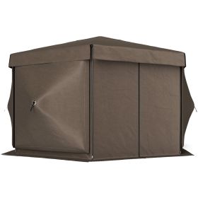 12' x 12' Hexagonal Pop Up Gazebo Canopy Tent with 5 Sidewalls, Outdoor Canopy Shelter with Carry Bag, Brown 12' x 12' Hexagonal Pop Up Gazebo Canopy Tent with 5 Sidewalls, Outdoor Canopy Shelter with Carry Bag, Brown